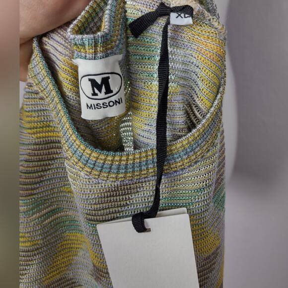 M Missoni Pattern Rib Knit Wool Blend Sweater Ocra Green Size XL - Picture 16 of 16